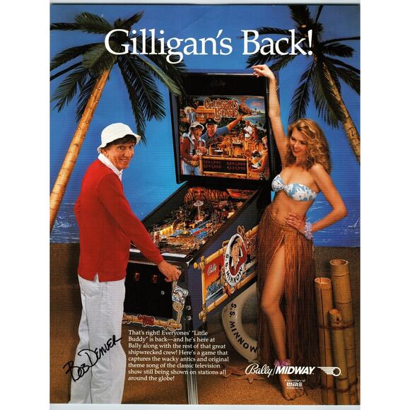 Gilligan's Island Pinball FLYER Original 8.5" x 11" Bob Denver 1991 Double Sided - Picture 1 of 2